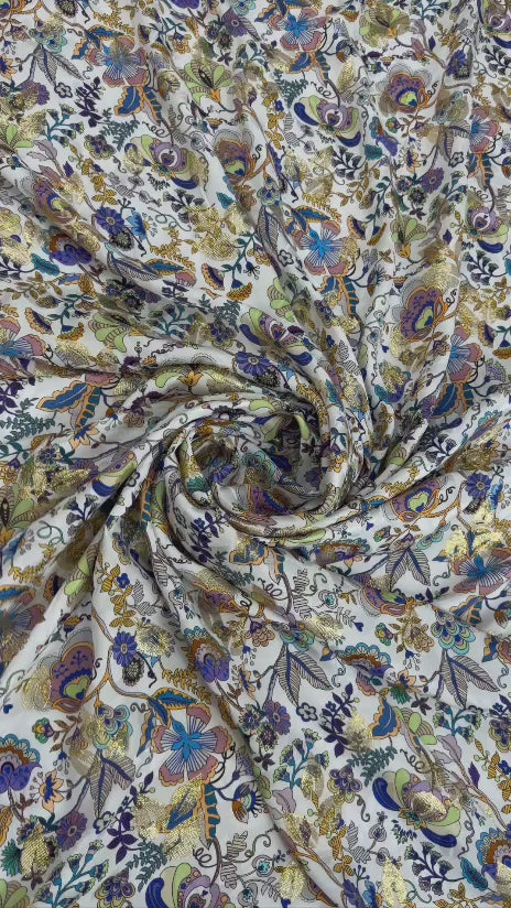 Pearl Multicolour Floral — Italian Silk Jacquard Lurex | TG-305