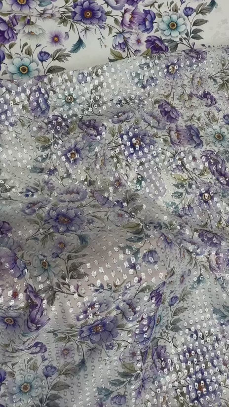 Ivory Navy Floral — Italian Silk Jacquard | TG-378-J