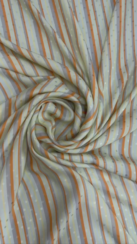 Pale Blue Coral Stripe — Italian Silk Jacquard | TG-021