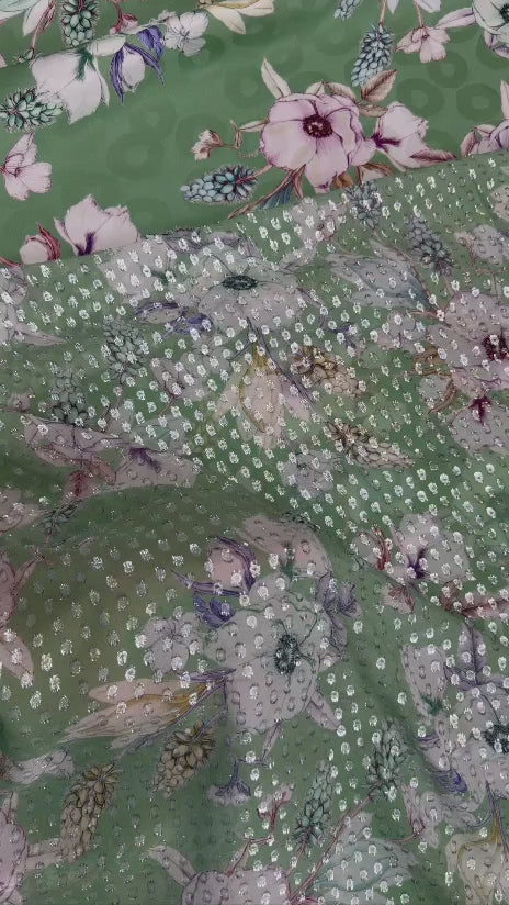 Sage Pink Blossom — Italian Silk Jacquard | TG-374-J