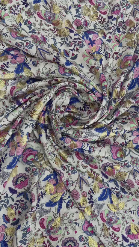 Pearl Violet Floral Scatter — Italian Silk Jacquard Lurex | TG-308