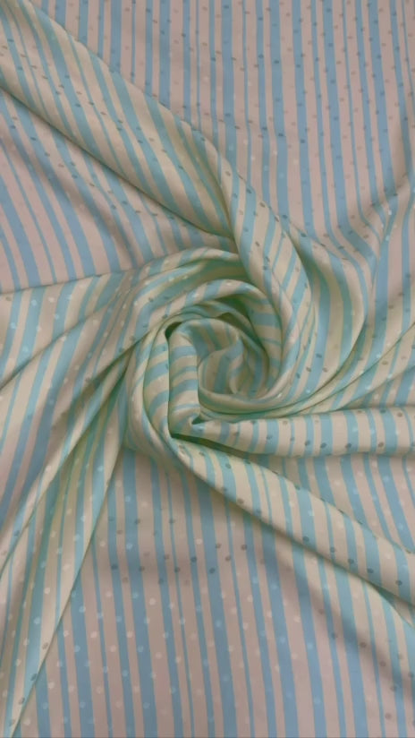Powder Blue Fine Stripe — Italian Silk Jacquard | TG-027