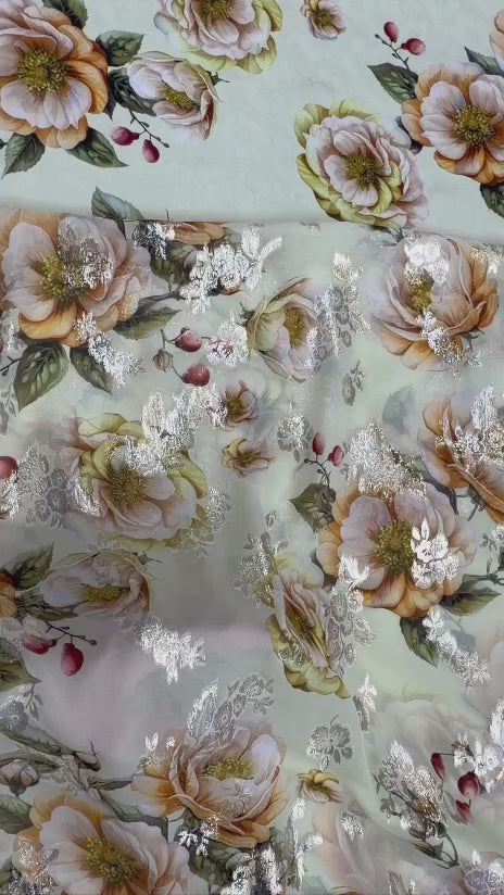 Ivory Amber Rose — Italian Silk Jacquard | TG-375-J