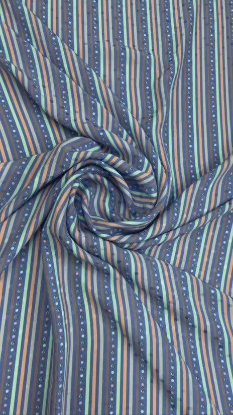Midnight Multicolour Stripe — Italian Silk Jacquard | TG-026
